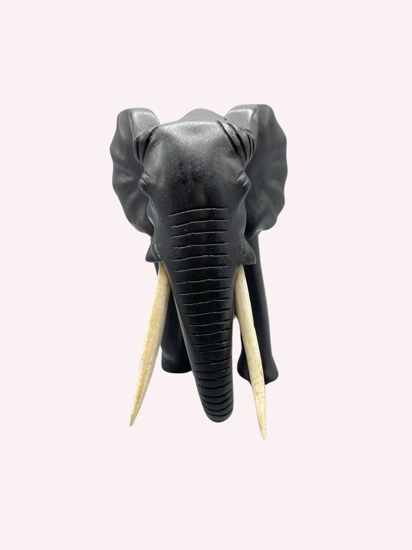 Holzfigur Elefant mit Stosszähnen 27 cm
