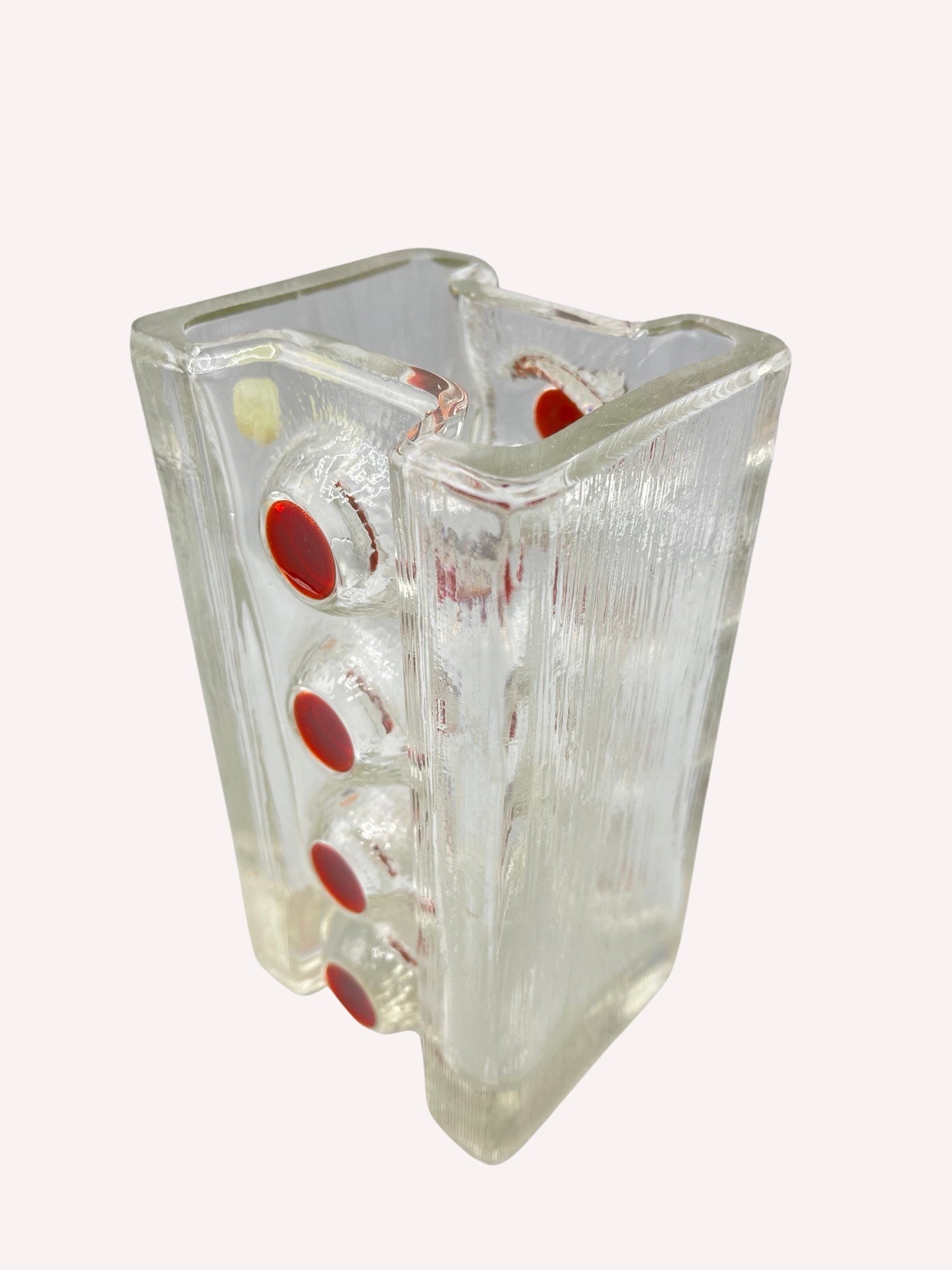 WALTHER KRISTALLGLAS MOD. 2854 VASE ATLANTIS RUBIN RELIEFF GLAS