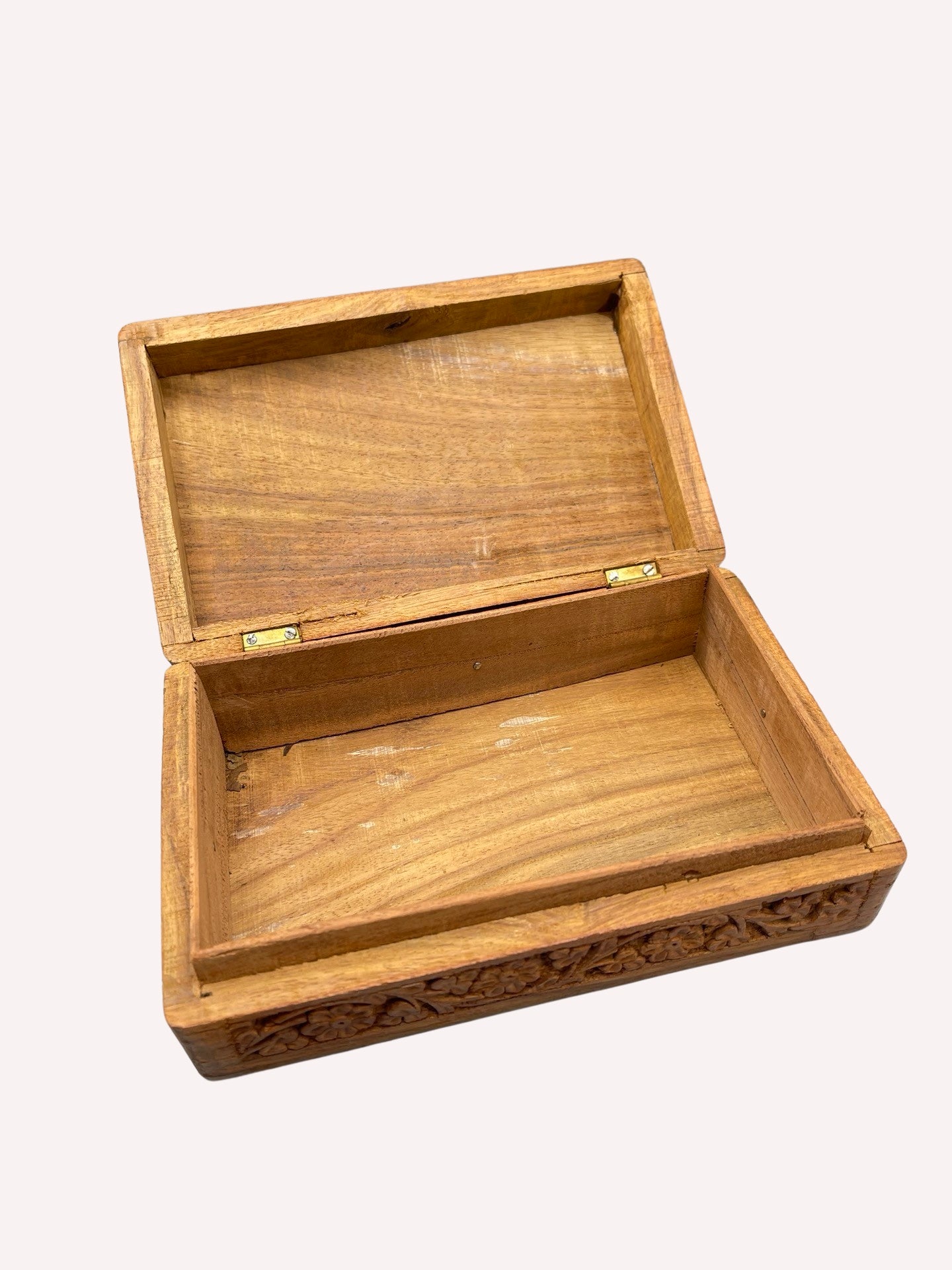 HOLZKISTE DOSE GESCHNITZT ZIGARRENBOX 50er