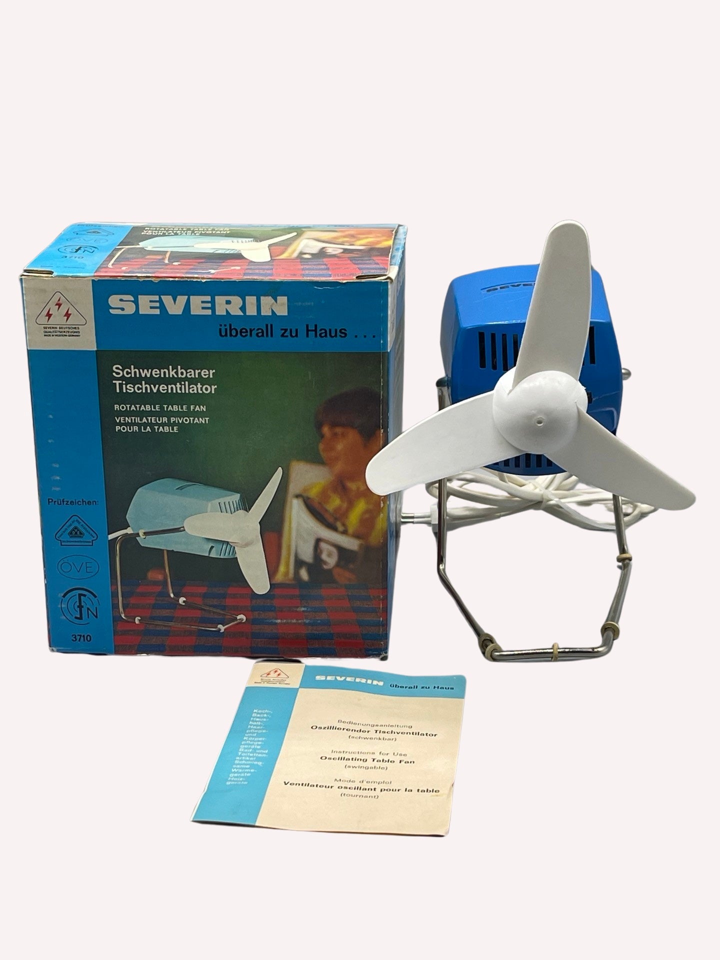 TISCHVENTILATOR SCHWENKBAR VINTAGE SEVERIN 3710 BLAU