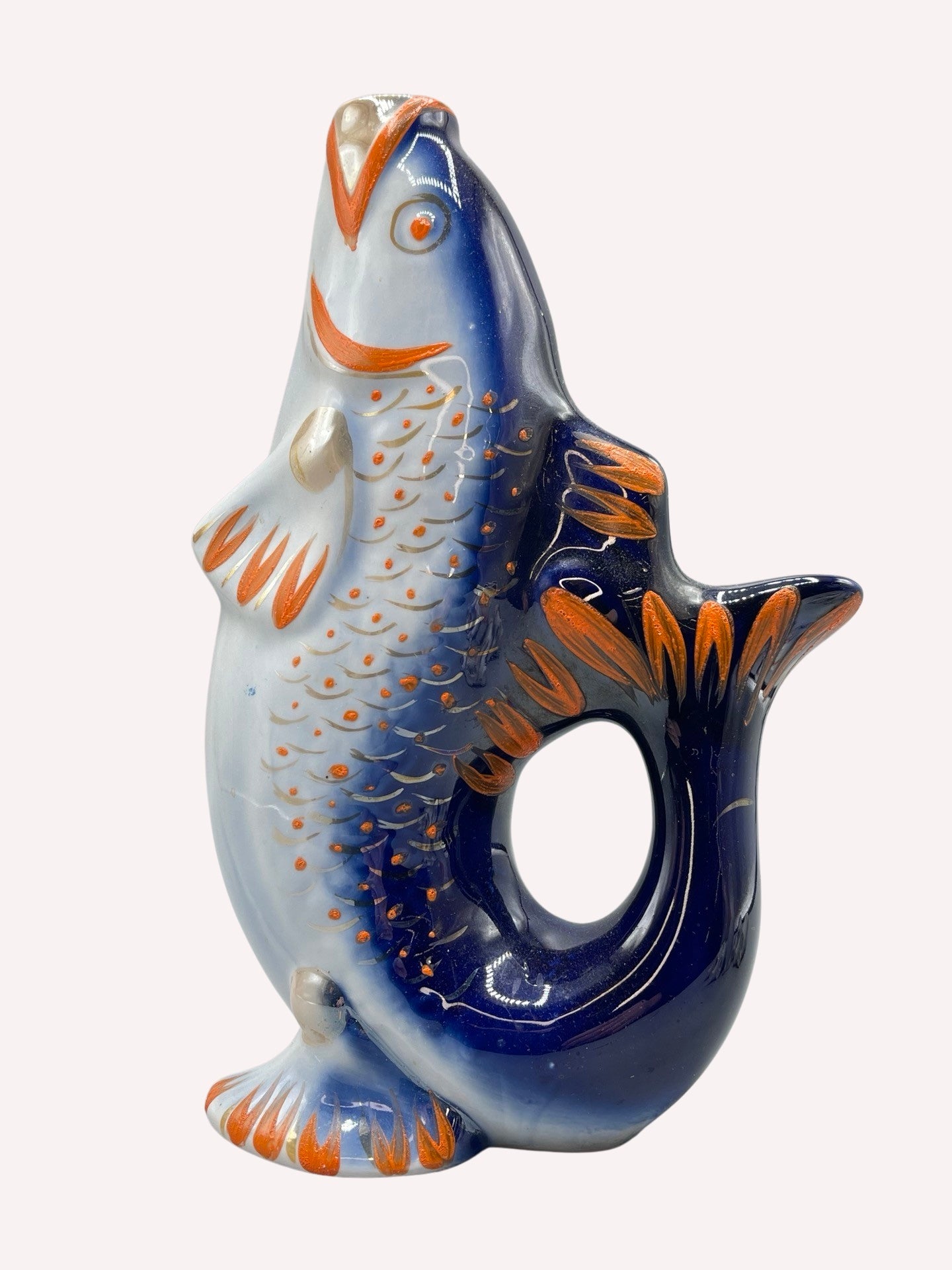 Fischkaraffe Schnapskaraffe Pitcher Porzellan mit 6 Shotbecher