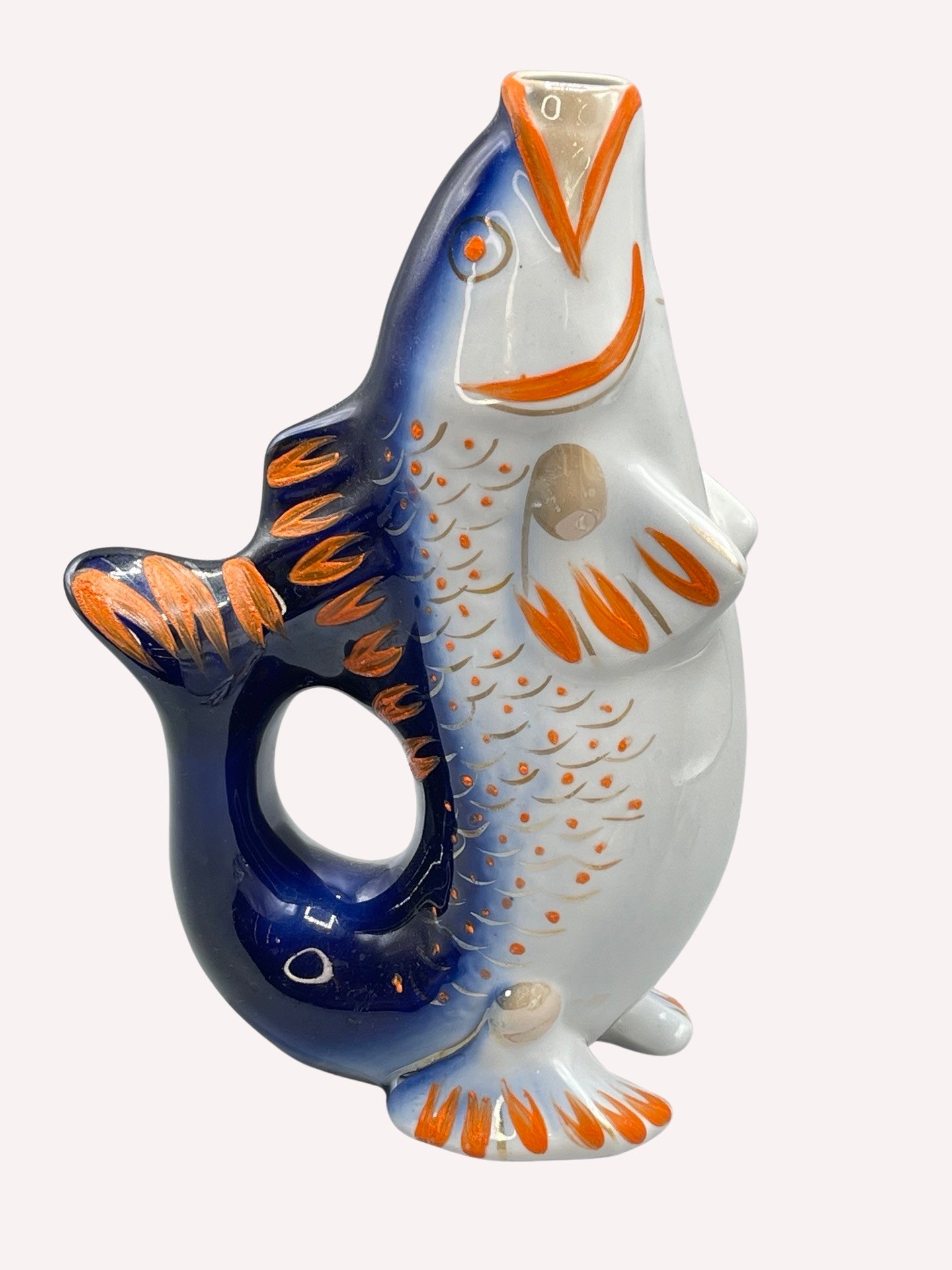 Fischkaraffe Schnapskaraffe Pitcher Porzellan mit 6 Shotbecher