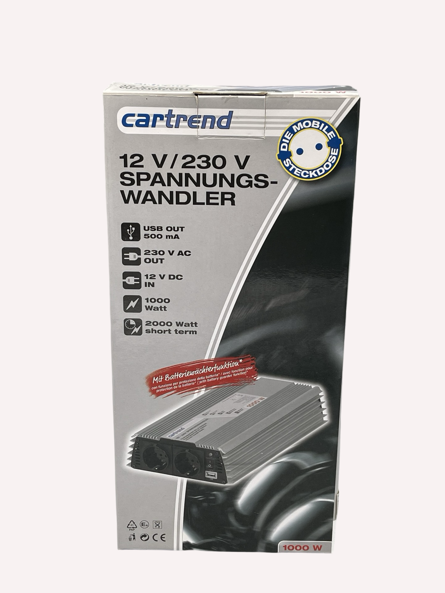 Cartrend 80102 Spannungswandler 12V / 230V 1000W NEU OVP