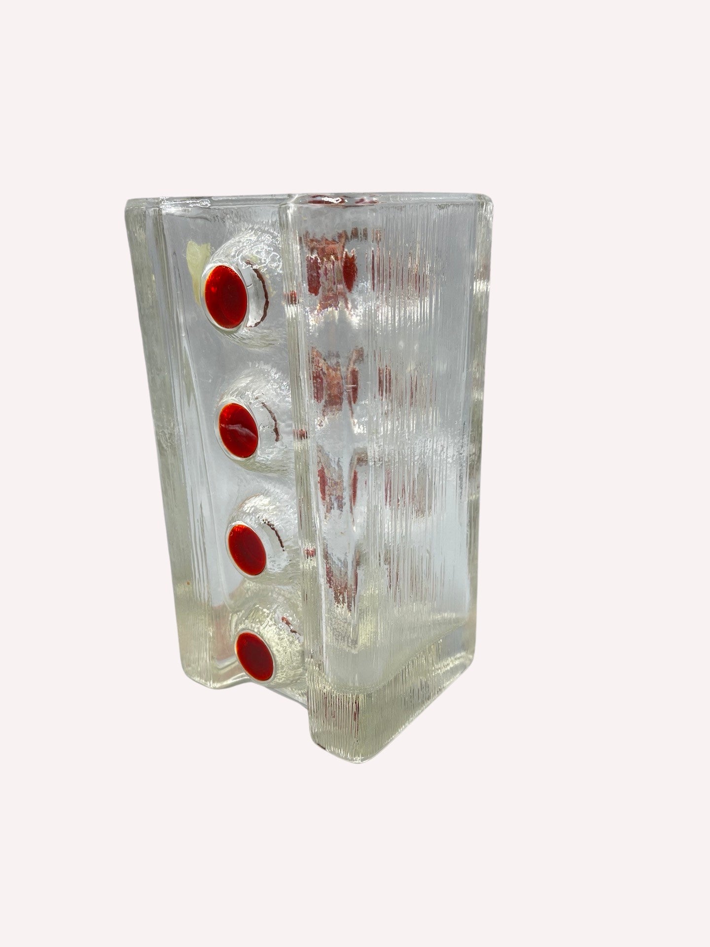 WALTHER KRISTALLGLAS MOD. 2854 VASE ATLANTIS RUBIN RELIEFF GLAS