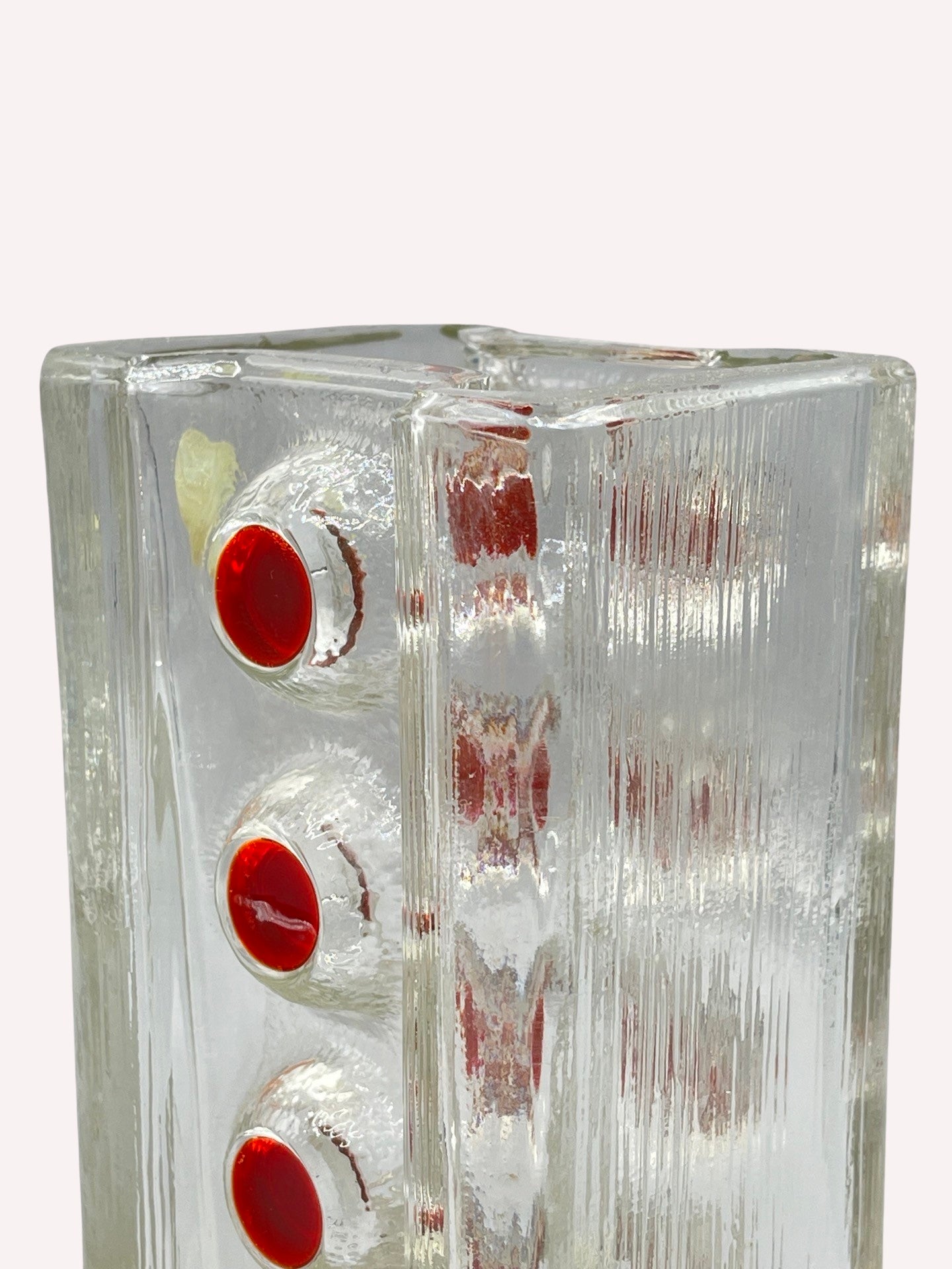 WALTHER KRISTALLGLAS MOD. 2854 VASE ATLANTIS RUBIN RELIEFF GLAS