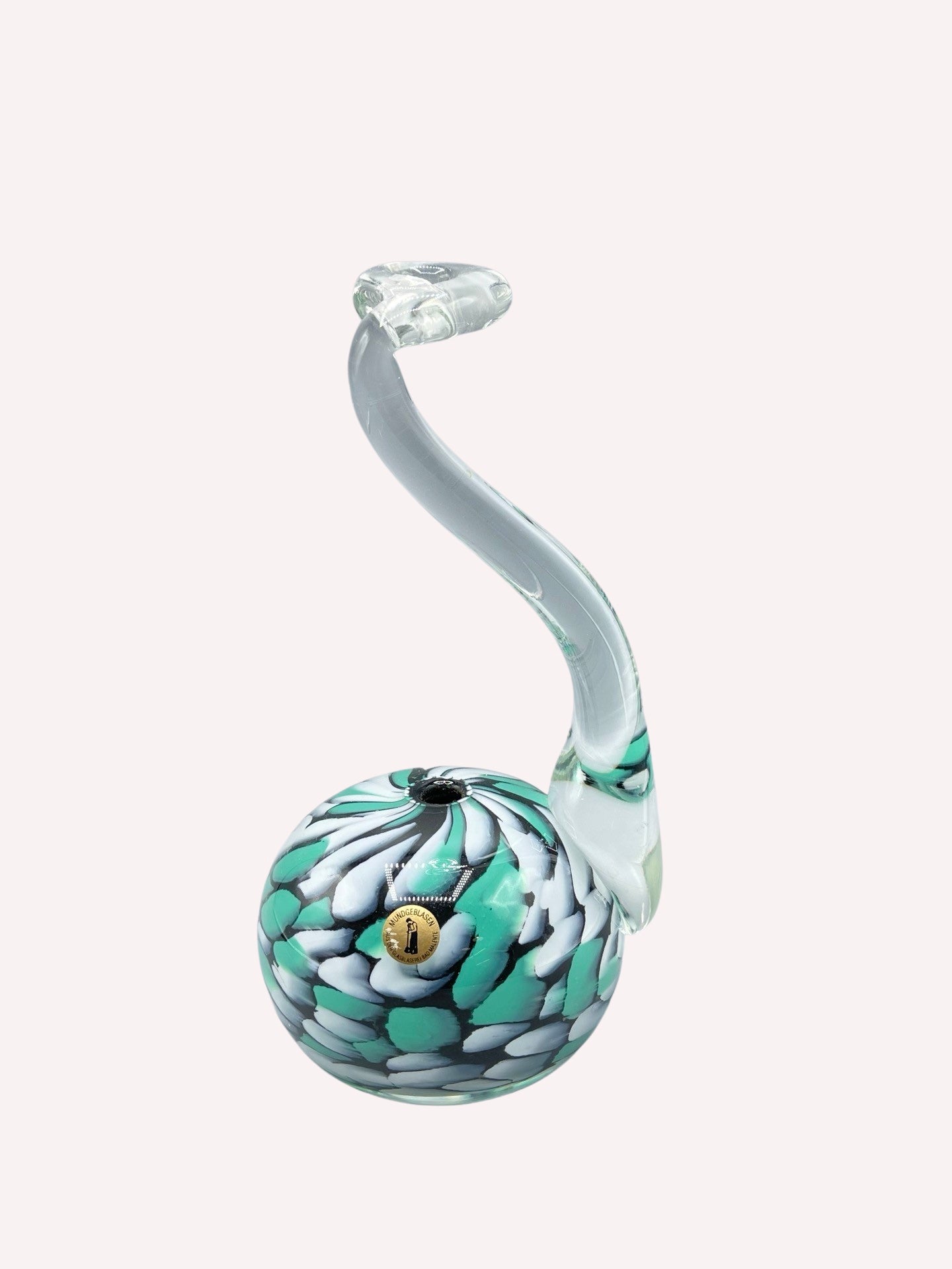 VASE GLASBLASEREI BAD MALENTE WEISS TÜRKIES HANDMADE