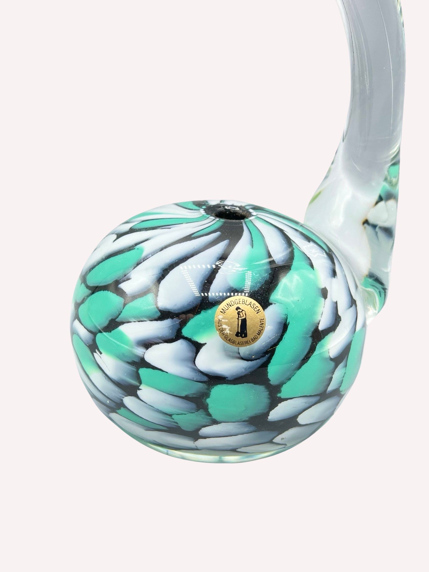 VASE GLASBLASEREI BAD MALENTE WEISS TÜRKIES HANDMADE