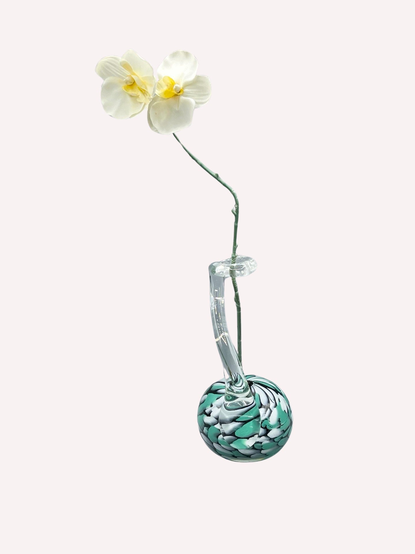 VASE GLASBLASEREI BAD MALENTE WEISS TÜRKIES HANDMADE